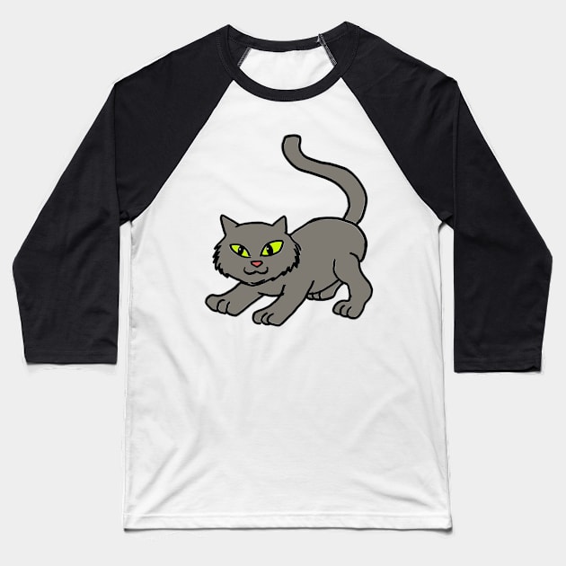 cat Baseball T-Shirt by wolfmanjaq